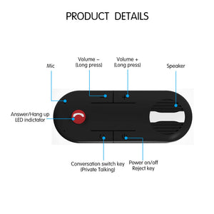 Vingtank Universal Car Bluetooth Speakerphone Hands-free Car Kit Sunvisor Clip Speaker Player usb Car Charger Bluetooth Speaker - Global Cart Pro