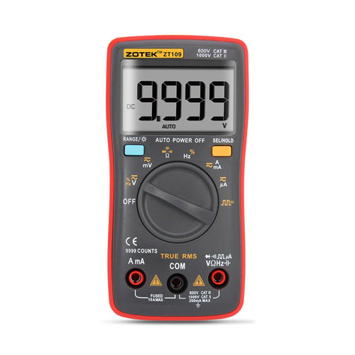 ZT109 Portable Handheld Digital Multimeter 9999 Counts LED Backlight Large LCD Display Electrical Test Diagnostic Machine - Global Cart Pro